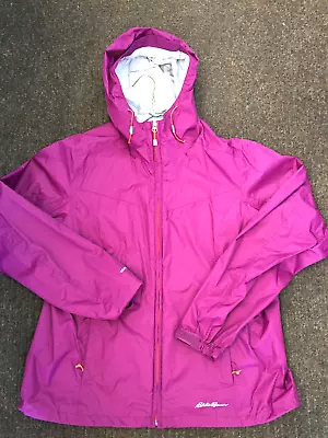 Eddie Bauer Women's Hooded Wind Rain Zip Jacket Purple Sz. L • $16.99