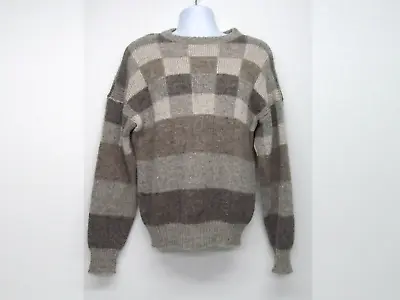 Hilda Ltd. Made In Iceland Men's 100% Pure Wool Natural Plaid Sweater Size M • $49