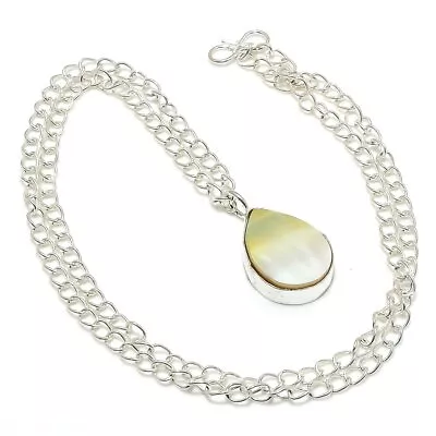 Mother Of Pearl Gemstone Handmade 925 Sterling Silver Jewelry Necklace 18  • $35