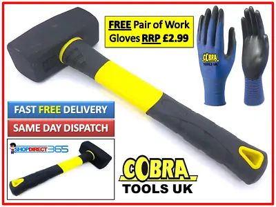 1.5KG / 3.3lbs FIBREGLASS CLUB LUMP HAMMER STEEL HEAD RUBBER GRIP HANDLE UK 23-3 • £9.99