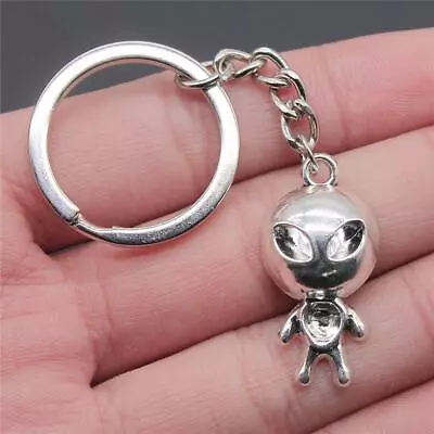 Alien Ufo Keychain Silver Charm Pendant Key Ring Men Women Gift Birthday • $3.99