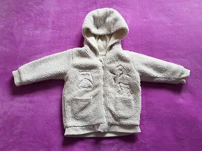 Neutral Baby Size 9-12 Months Matalan Hooded Teddy Coat Jacket • £2.50