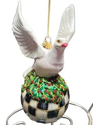 MacKenzie Childs Dove Ornament Courtly Check Wreath Nest Bird • $99.99