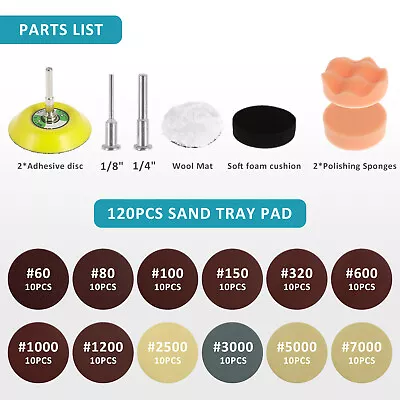 128Pcs Sanding Disc Pad 3  60-7000 Grit Hook And Loop Sanding Paper VecLp • $24.59