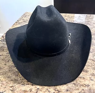 Vtg Authentic Stetson American Buffalo Collection Cowboy Hat Black 4XXXX  7 3/8 • $100