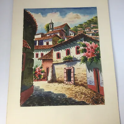 Original Watercolor City Scene Painting Signed Francisco Taxco 12 X 10 No 2 • $52