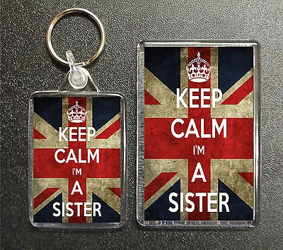 £5.50 • Buy Keep Calm I'm A Sister Union Jack Keyring And Fridge Magnet Nurse Gift Set