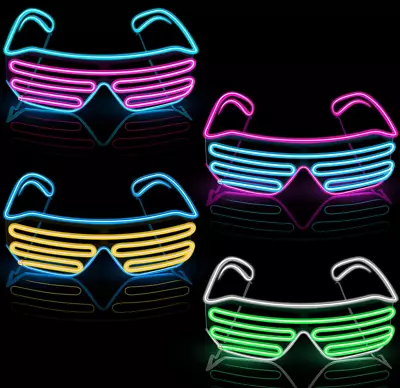 LED Glasses Light Up Shades Flashing Rave Festival Party Neon EL Wire Blink Glow • $11