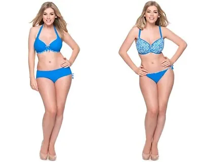 Curvy Kate Coral Reef Halter Top Padded Bikini Top Bikini Short Or Tie Brief • £4.95