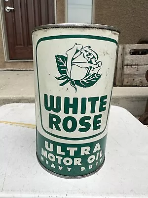 Vintage Motor Oil Quart White Rose Oil Can  • $72.92