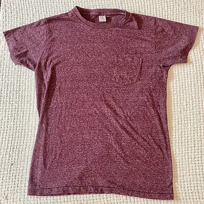 Vintage Velva Sheen Lettered Sportswear Pocket T-Shirt M Heathered Red 60s 70s • $34