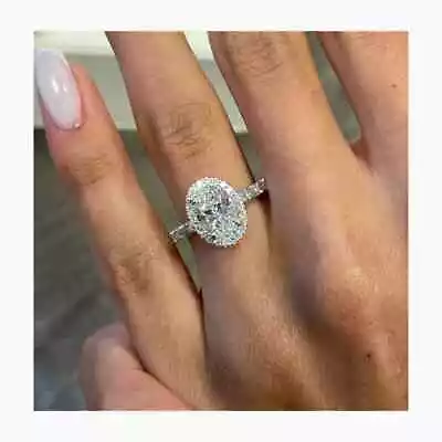 1CT Oval Cut Lab Grown Diamond Engagement Ring 14K White Gold CVD Diamond IGI • $1953