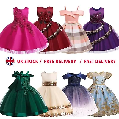 £18 • Buy Flower Girls Bridesmaid Dress Baby Kids Party Lace Bow Wedding Dresses Princess