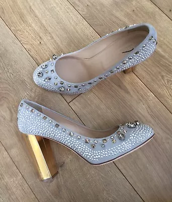 New J Crew Etta Crystal And Stud Pumps Heels Size 9.5 02043 Grey $428 RARE!!! • $349