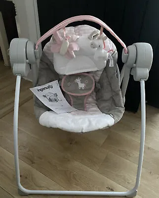 Ingenuity Comfort 2 Go Compact Portable Baby Swing Flora The Unicorn 0-9 Months • £42.99