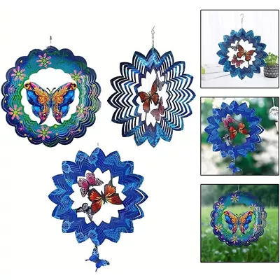 Butterfly Wind Spinners Outdoor 3D  Hanging Metal Wind Catcher Garden Decor • £8.29