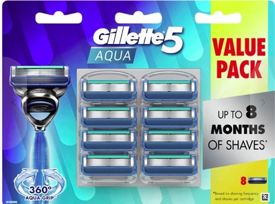 $24.95 • Buy Gillette 5 AQUA  Razor Blades 8 Pack Made In Germany  New & Sealed 