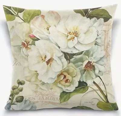 Vintage Magnolia Rose Floral French Decor Throw Pillow Cover Holiday HOME Decor • $15.95