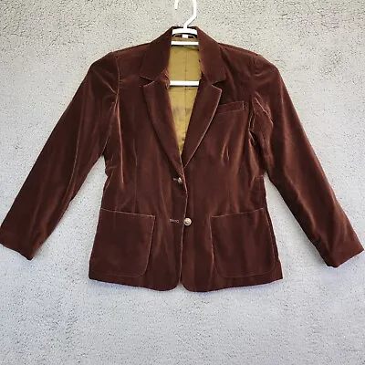 Vtg Sears Velvet Blazer Women’s Size 8 Brown Button Business Faux Suede Jacket • $37.63