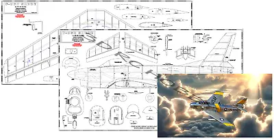 R/C Airplane Plans PRINTED: F-86D Sabre 64in Wingspan • $34