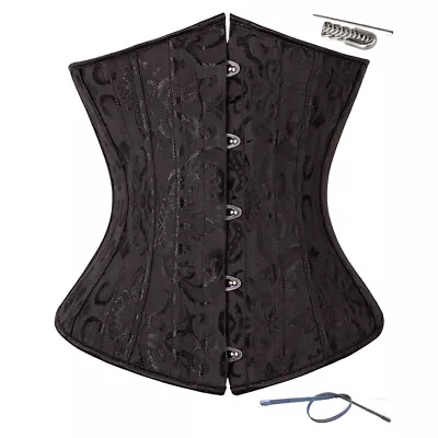 Women 11  24 Spiral Steel Boned Satin Waist Training Brocade Corset Look Slim • $20.39