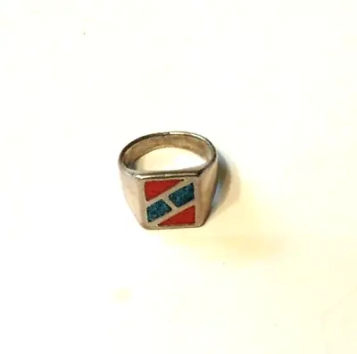 VTG Mens Ring With Turquoise And Coral Inlay Size 11.5 Check Pictures Arizona • $36.97