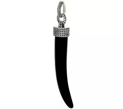 QVC Luv Tia Black Onyx & White Topaz Carved Horn Enhancer Pendant SOLD OUT • $258.38