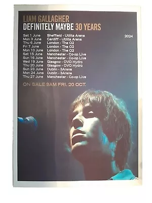 Liam Gallagher Definitely Maybe Tour 2024 Poster • £8