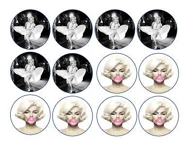 Set Of 12 Marilyn Monroe Edible Paper Cupcake Cookie Toppers Decorations • £5.79