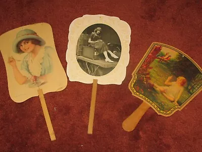 Vintage Lot Of (3) Advertising Hand Fans 1910 And Up ~See My Others! • $40