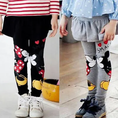 Baby Girls Mickey Minnie Mouse Skirt Pants Leggings Little Kids Skirts Trousers • £5.79