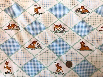 Vtg Springs Disney Baby Bambi Thumper Cotton Fabric Blue Checks Plaid BTY • $28.97