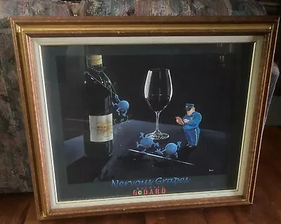 MICHAEL GODARD  NERVOUS GRAPES  FRAMED PRINT GRAPES WALKING LINE POLICE 36x30 • $200