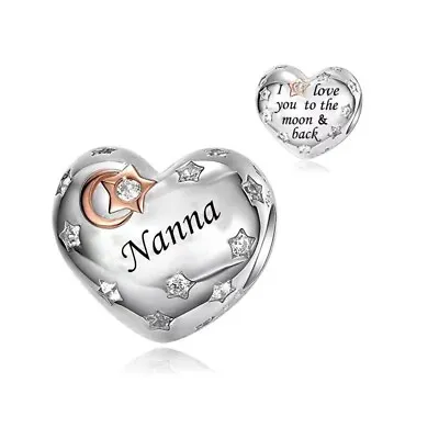 Nanna Charm I Love You To The Moon & Back Genuine 925 Sterling Silver 💖 • £16.45