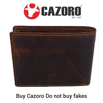 RFID Blocking Brown Vintage Leather Men's Bifold Center Flap Wallet • $16.99