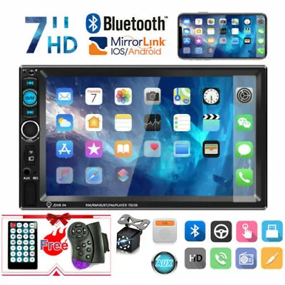 7  Double 2 Din Car Mp5 Player Bluetooth Touch Screen Stereo Radio W/ Camera Usa • $38.99