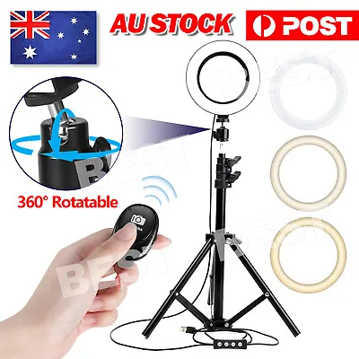 $19.95 • Buy LED Ring Light With Tripod Stand Phone Holder Dimmable Studio Photo Makeup Lamp