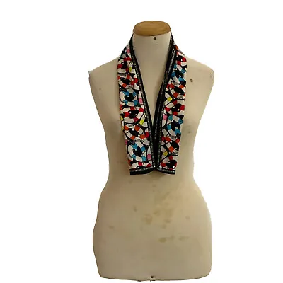 LOVE MOSCHINO GEOMETRIC BLACK LONG  Polyester Scarf 38/6 In #A141 • $21