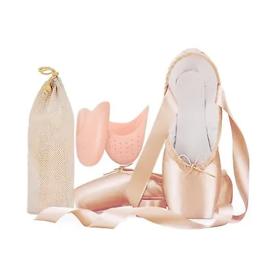 IJONDA Adult Ballet Pointe Shoes For Girls Women With Toe Pads And Mesh Bag 7 • $45.96