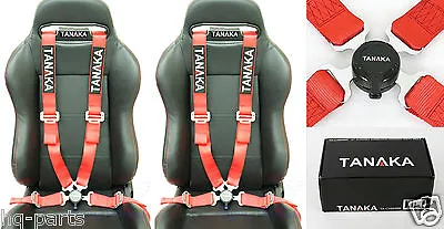 X2 Tanaka Universal Red 4 Point Camlock Quick Release Racing Seat Belt Harness • $98.99