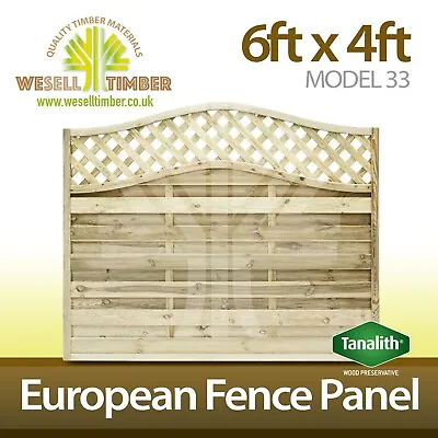 £59.99 • Buy 6x4 Decorative Lattice Top Pressure Treated European Garden Fence Panel