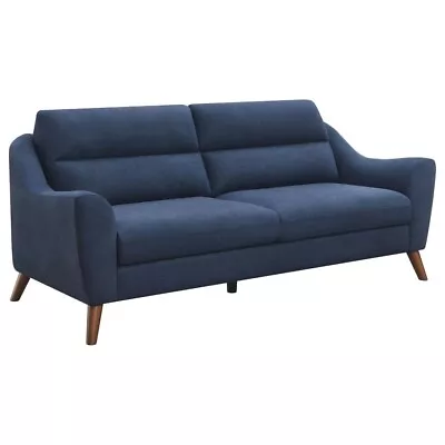 Retro Mid Century Mod Woven Navy Blue Sofa Living Room Furniture • $799