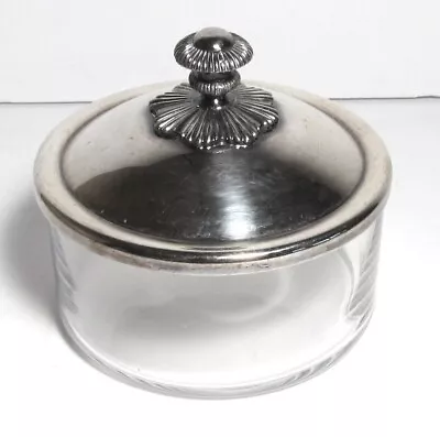 Vintage Silverplate And Glass Vanity Jar • $12.99