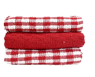Pack Of 15 Tea Towel Set 100% Cotton Terry Mono Check Kitchen Dishcloth Cleaning • £14.95