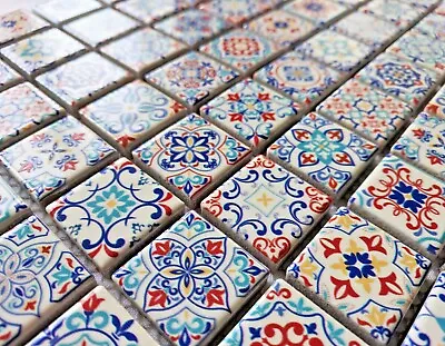 £9.98 • Buy New Moroccan Classic Multi Colour Ceramic Square Mosaic Wall Tiles Turkish 6mm