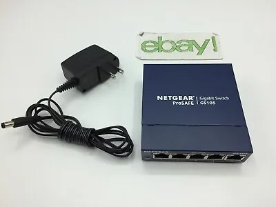 Netgear GS105 V5 Prosafe 5 Port Gigabit Switch WITH POWER ADAPTER Free Shipping • $15.99