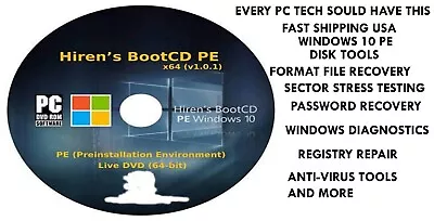 Hiren's Boot CD - PC Repair Virus Removal Clone Recovery Password Utilities • $7.99