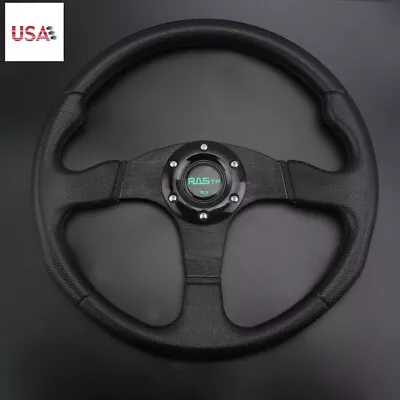 340mm Universal Fit 6 Bolt Racing Drifting Sport Steering Wheel Aluminum Black • $29.99