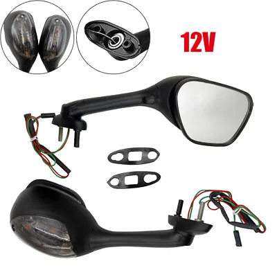 Motorcycle Rearview Mirror + LED Turn Signal For Suzuki GSXR1000 K6 K7 K8 05-08 • $52.28