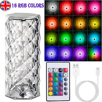 £10.99 • Buy LED Crystal Table Lamp Diamond Rose Bar NightLight Touch Atmosphere Bedside